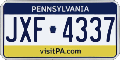 PA license plate JXF4337