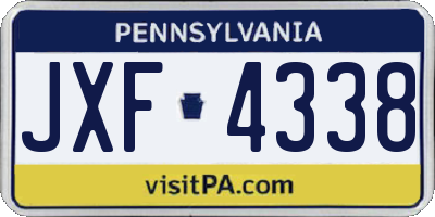 PA license plate JXF4338