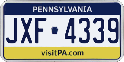 PA license plate JXF4339