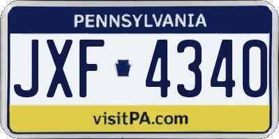 PA license plate JXF4340