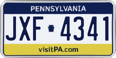 PA license plate JXF4341