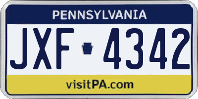 PA license plate JXF4342
