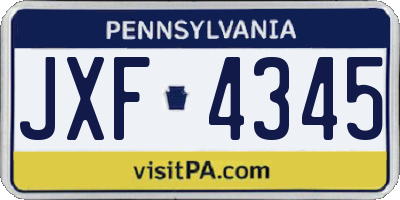 PA license plate JXF4345