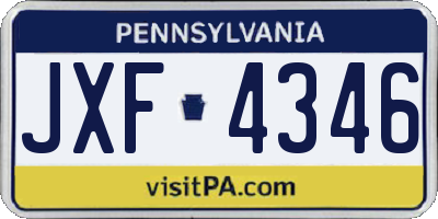 PA license plate JXF4346