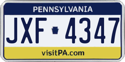 PA license plate JXF4347
