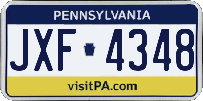 PA license plate JXF4348