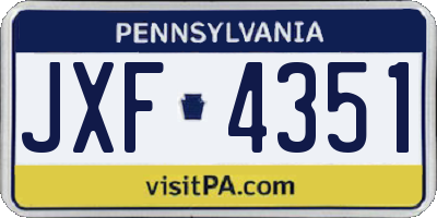 PA license plate JXF4351