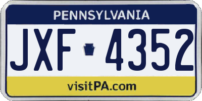 PA license plate JXF4352