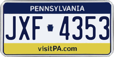 PA license plate JXF4353