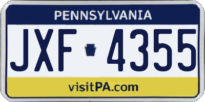 PA license plate JXF4355
