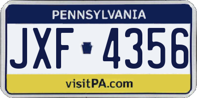 PA license plate JXF4356