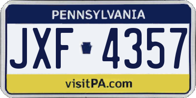 PA license plate JXF4357