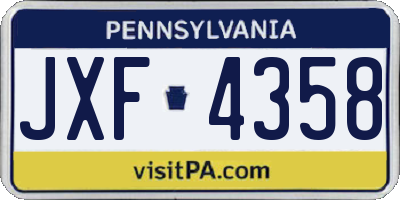 PA license plate JXF4358
