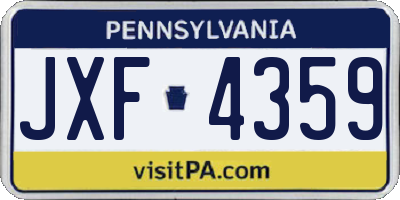 PA license plate JXF4359