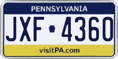 PA license plate JXF4360