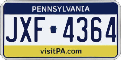 PA license plate JXF4364
