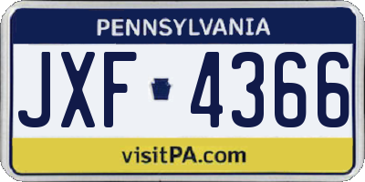 PA license plate JXF4366