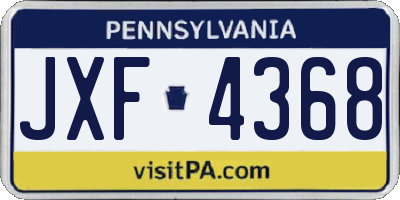 PA license plate JXF4368