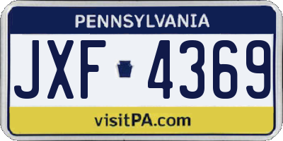 PA license plate JXF4369