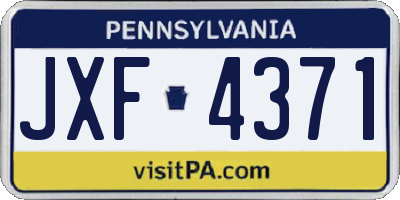 PA license plate JXF4371