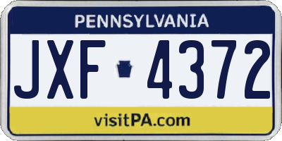 PA license plate JXF4372