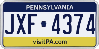 PA license plate JXF4374