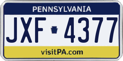 PA license plate JXF4377