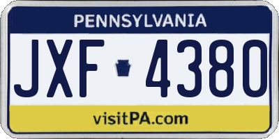 PA license plate JXF4380