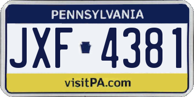 PA license plate JXF4381