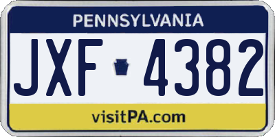 PA license plate JXF4382