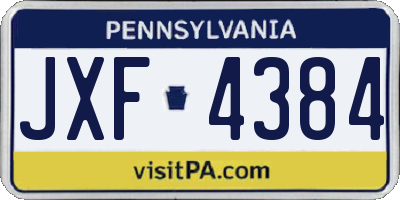 PA license plate JXF4384