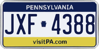 PA license plate JXF4388