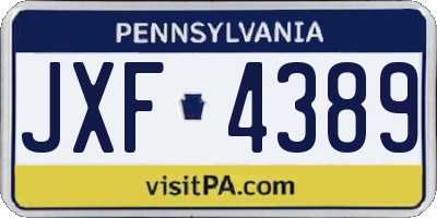 PA license plate JXF4389