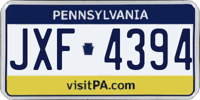 PA license plate JXF4394
