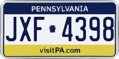 PA license plate JXF4398