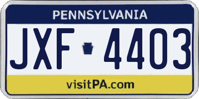 PA license plate JXF4403