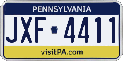 PA license plate JXF4411