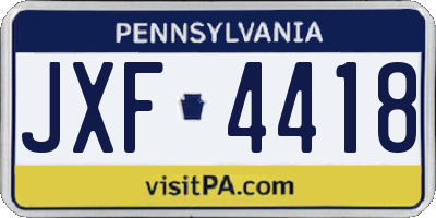 PA license plate JXF4418