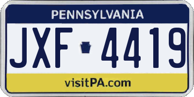 PA license plate JXF4419