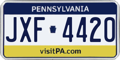 PA license plate JXF4420