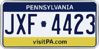 PA license plate JXF4423