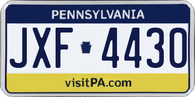 PA license plate JXF4430