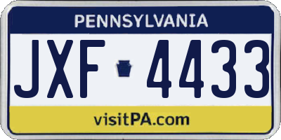 PA license plate JXF4433
