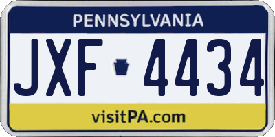 PA license plate JXF4434