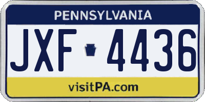 PA license plate JXF4436