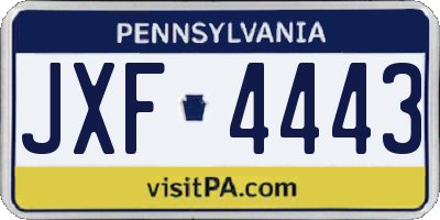 PA license plate JXF4443