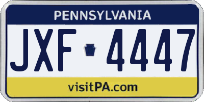 PA license plate JXF4447