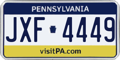 PA license plate JXF4449