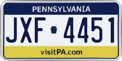 PA license plate JXF4451