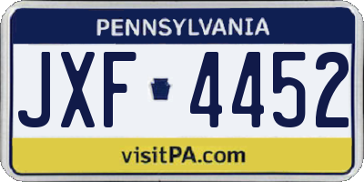 PA license plate JXF4452